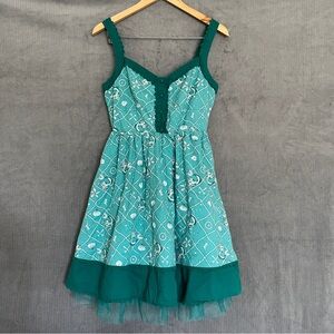 Disney Pin-up Style Little Mermaid Dress Tulle Adjustable Straps A-Line Sz M